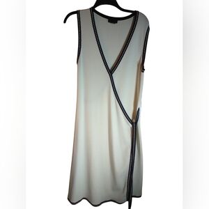 Grace Dane Lewis Elegant Cream Wrap Dress Sleeveless V Neck Size M Summer Beachy